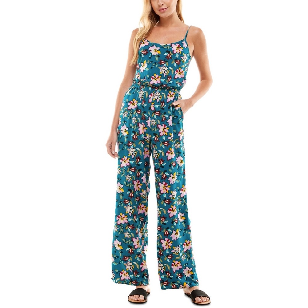 Kingston Grey Floral Tie Back Jumpsuit, L, NWT